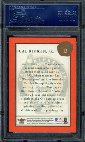 2001 Fleer Ripken Commemorative 2632 Glossy #13 Cal Ripken Jr. PSA 10 #16861476 - Back