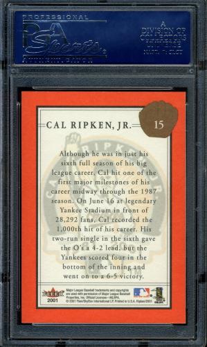 2001 Fleer Ripken Commemorative 2632 Glossy #15 Cal Ripken Jr. PSA 10 #16861477 - Back