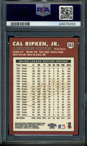 2001 Fleer Ripken Commemorative 2632 Glossy #59 Cal Ripken Jr. PSA 10 #24078293 - Back
