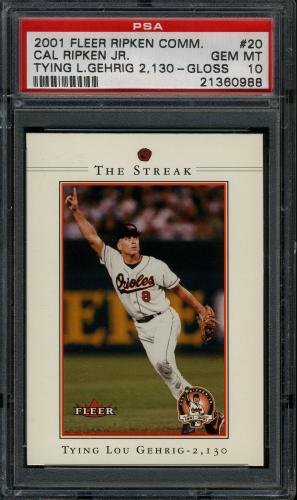 2001 Fleer Ripken Commemorative 2632 Glossy #20 Cal Ripken Jr. PSA 10 #21360988