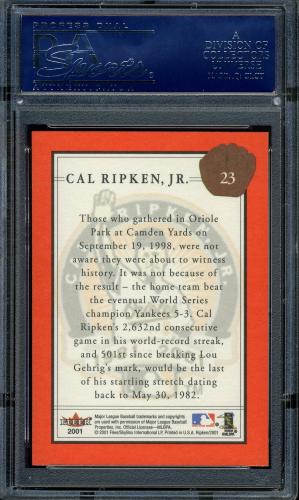 2001 Fleer Ripken Commemorative 2632 Glossy #23 Cal Ripken Jr. PSA 10 #16861480 - Back