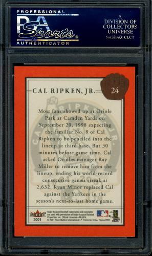 2001 Fleer Ripken Commemorative 2632 Glossy #24 Cal Ripken Jr. PSA 10 #21742940 - Back