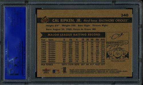 2001 Fleer Tradition #340 Cal Ripken PSA 10 #31038596 - Back
