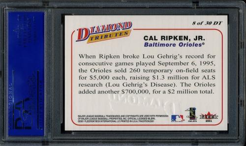2001 Fleer Tradition Diamond Tributes #8 Cal Ripken PSA 10 #30980478 - Back