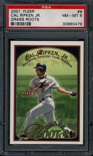2001 Fleer Tradition Grass Roots #9 Cal Ripken PSA 8 #30980479