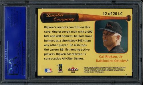2001 Fleer Tradition Lumber Company #LC12 Cal Ripken PSA 10 #12101238 - Back