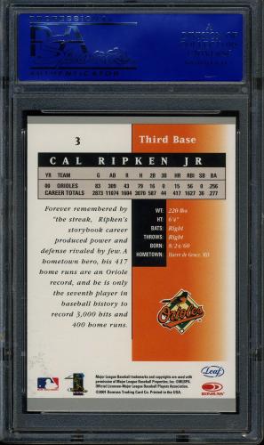 2001 Leaf Certified Materials #3 Cal Ripken PSA 10 #30980481 - Back