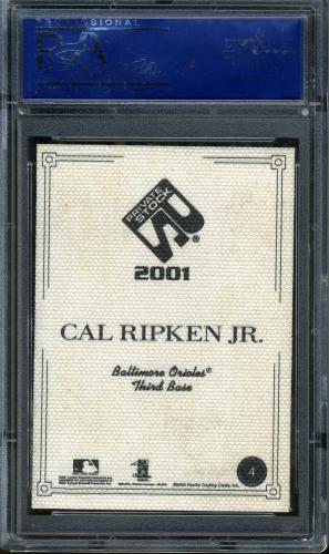 2001 Pacific Private Stock Artist's Canvas #4 Cal Ripken PSA 10 #15259195 - Back