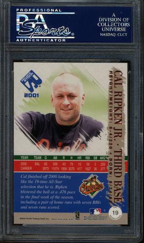 2001 Pacific Private Stock Silver #19 Cal Ripken PSA 9 #90326056 - Back