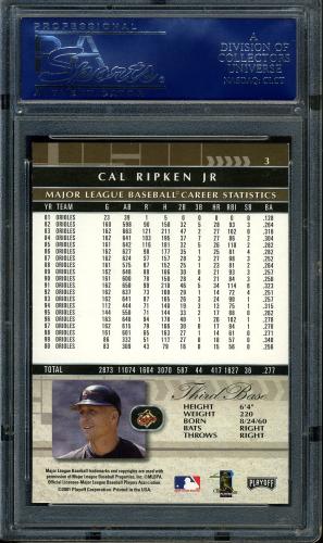 2001 Playoff Absolute Memorabilia #3 Cal Ripken PSA 10 #17851229 - Back