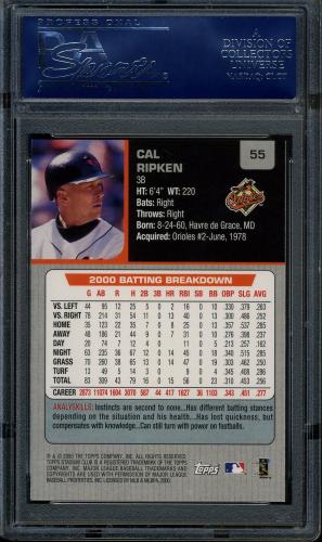 2001 Stadium Club #55 Cal Ripken PSA 10 #16834995 - Back
