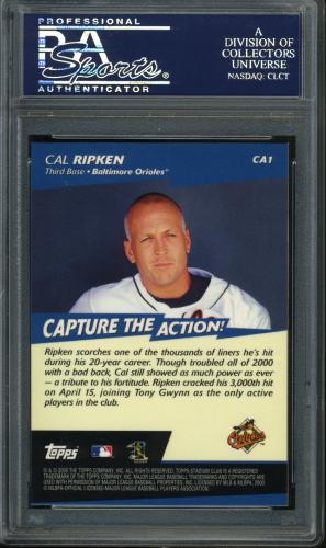 2001 Stadium Club Capture the Action #CA1 Cal Ripken PSA 10 #23883398 - Back