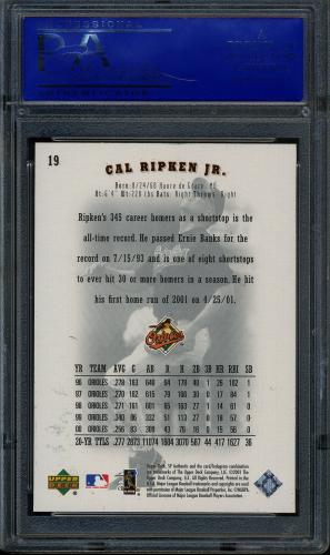 2001 SP Authentic #019 Cal Ripken PSA 10 #30830508 - Back