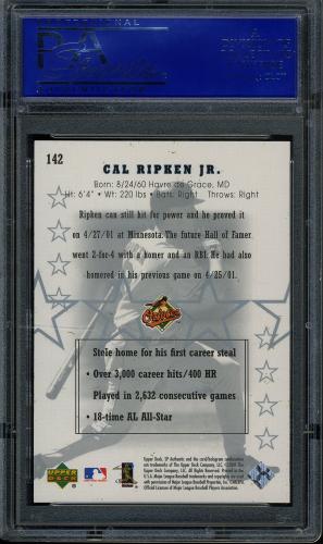 2001 SP Authentic #142 Cal Ripken SS PSA 10 #12212576 - Back