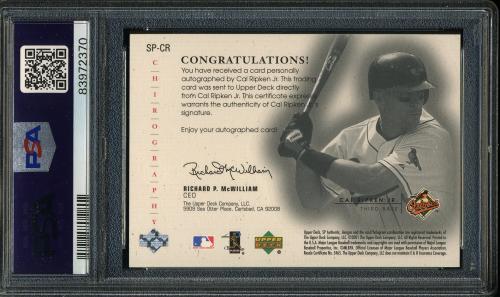 2001 SP Authentic Chirography Update #SP-CR Cal Ripken EXCH PSA 10 #83972370 - Back