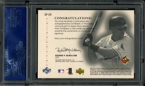 2001 SP Authentic Chirography Update Silver #SP-CR Cal Ripken EXCH PSA 10 #16211930 - Back