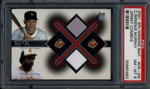 2001 SPx Winning Materials Update Duos #CR-EM C.Ripken/E.Murray PSA 8 #30980483