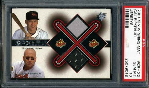 2001 SPx Winning Materials Update Duos #CR-X2 C.Ripken/C.Ripken PSA 10 #25079018