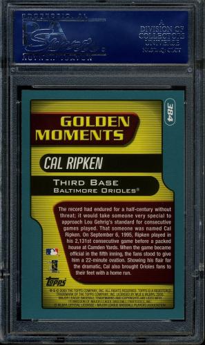 2001 Topps #384 Cal Ripken GM PSA 10 #17372395 - Back