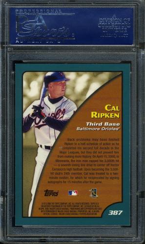 2001 Topps #387 Cal Ripken SH PSA 10 #17372396 - Back