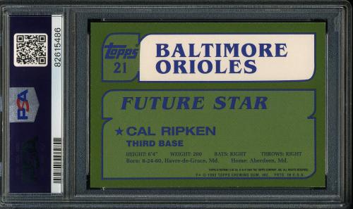 2001 Topps Archives Future Rookie Reprints Gold #3 Cal Ripken 82 PSA 9 #82615486 - Back
