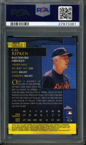 2001 Topps Chrome Golden Anniversary Refractors #GA11 Cal Ripken PSA 10 #27973361 - Back