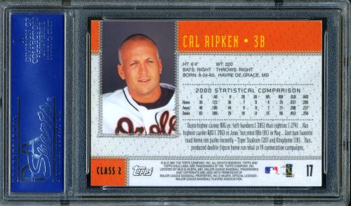 2001 Topps Gold Label Class 2 #17 Cal Ripken PSA 10 #14505117 - Back