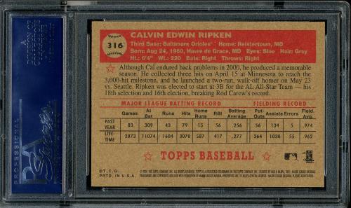 2001 Topps Heritage #316 Cal Ripken SP PSA 10 #21647502 - Back