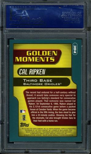 2001 Topps Home Team Advantage #384 Cal Ripken GM PSA 10 #17107900 - Back