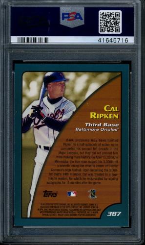 2001 Topps Home Team Advantage #387 Cal Ripken SH PSA 10 #41645716 - Back