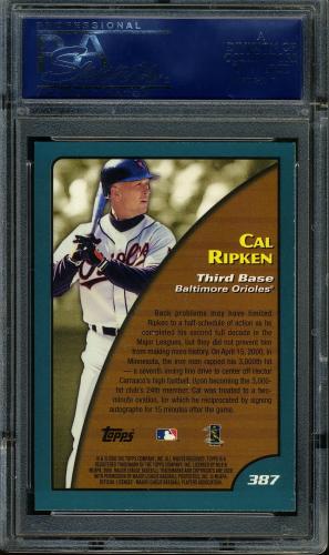 2001 Topps Limited #387 Cal Ripken SH PSA 10 #20997648 - Back