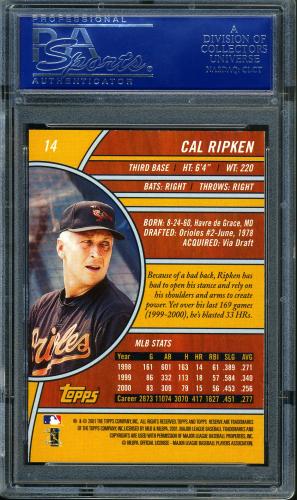 2001 Topps Reserve #14 Cal Ripken PSA 10 #15894286 - Back