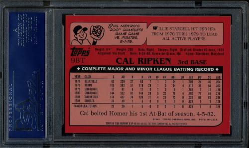 2001 Topps Traded #T105 Cal Ripken 82 PSA 10 #11127738 - Back