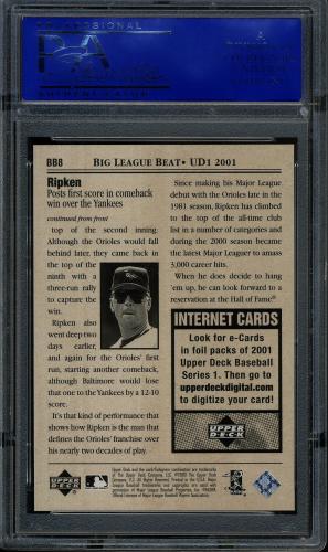 2001 Upper Deck Big League Beat #BB8 Cal Ripken PSA 10 #11786487 - Back