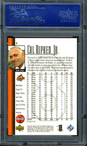 2001 Upper Deck/Coca-Cola Cal Ripken, Jr. Tribute #6 Cal Ripken, Jr. (3,000 Hit) PSA 10 #16099741 - Back