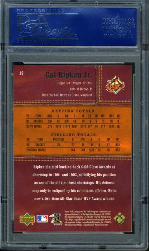 2001 Upper Deck Gold Glove #19 Cal Ripken PSA 10 #16334083 - Back