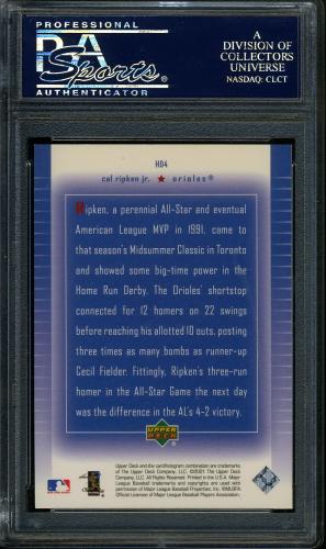 2001 Upper Deck Home Run Derby Heroes #HD4 Cal Ripken 91 PSA 10 #23023690 - Back