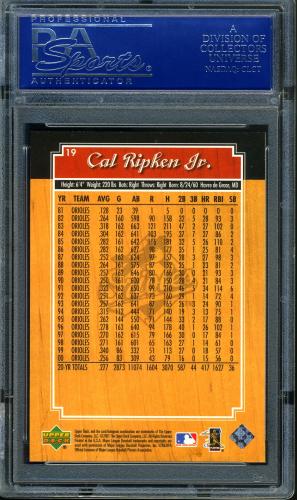 2001 Upper Deck Legends #19 Cal Ripken PSA 10 #15894318 - Back