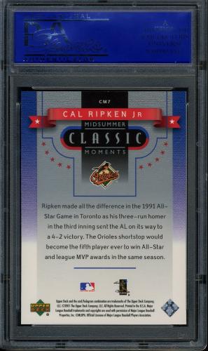 2001 Upper Deck Midsummer Classic Moments #CM7 Cal Ripken 91 PSA 10 #81312974 - Back