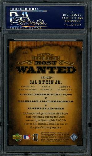 2001 Upper Deck UD's Most Wanted #MW2 Cal Ripken PSA 10 #22659564 - Back