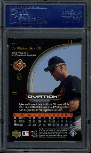 2001 Upper Deck Ovation #14 Cal Ripken PSA 10 #15861620 - Back