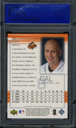 2001 Upper Deck Pros and Prospects #20 Cal Ripken PSA 10 #40402023 - Back