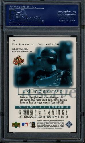 2001 UD Reserve #35 Cal Ripken PSA 10 #16861485 - Back