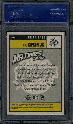 2001 Upper Deck Vintage Matinee Idols #M10 Cal Ripken PSA 10 #16590235 - Back
