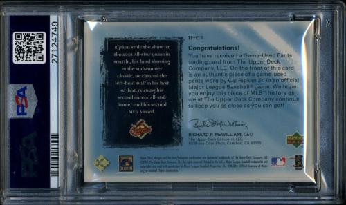 2001 Ultimate Collection Game Jersey #U-CR Cal Ripken PSA 9 #27124749 - Back