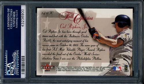 2001 Ultra Fall Classics #FC5 Cal Ripken PSA 10 #43236900 - Back