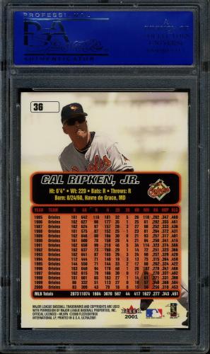 2001 Ultra Gold Medallion #3G Cal Ripken PSA 10 #30980490 - Back