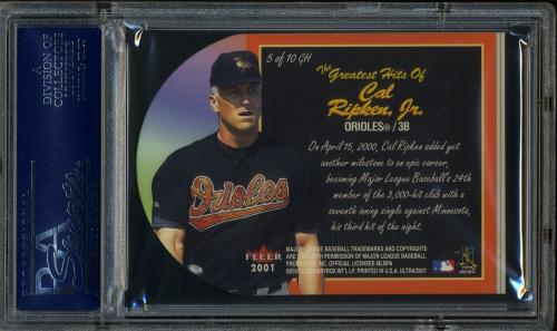 2001 Ultra Greatest Hits #5 Cal Ripken PSA 10 #20749373 - Back