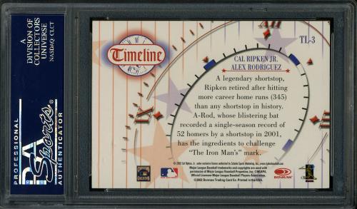 2002 Diamond Kings Timeline #TL3 C.Ripken/A.Rodriguez PSA 10 #23883419 - Back
