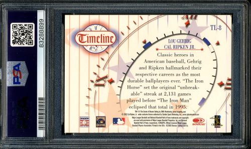 2002 Diamond Kings Timeline #TL8 L.Gehrig/C.Ripken PSA 10 #83288899 - Back